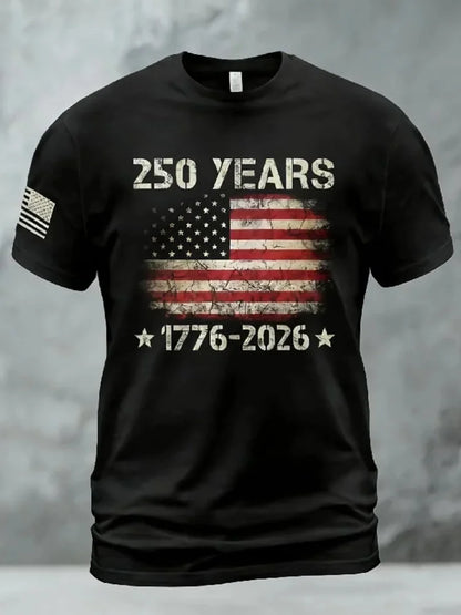 Cardydony Men's American 250th Anniversary Print Casual T-shirt