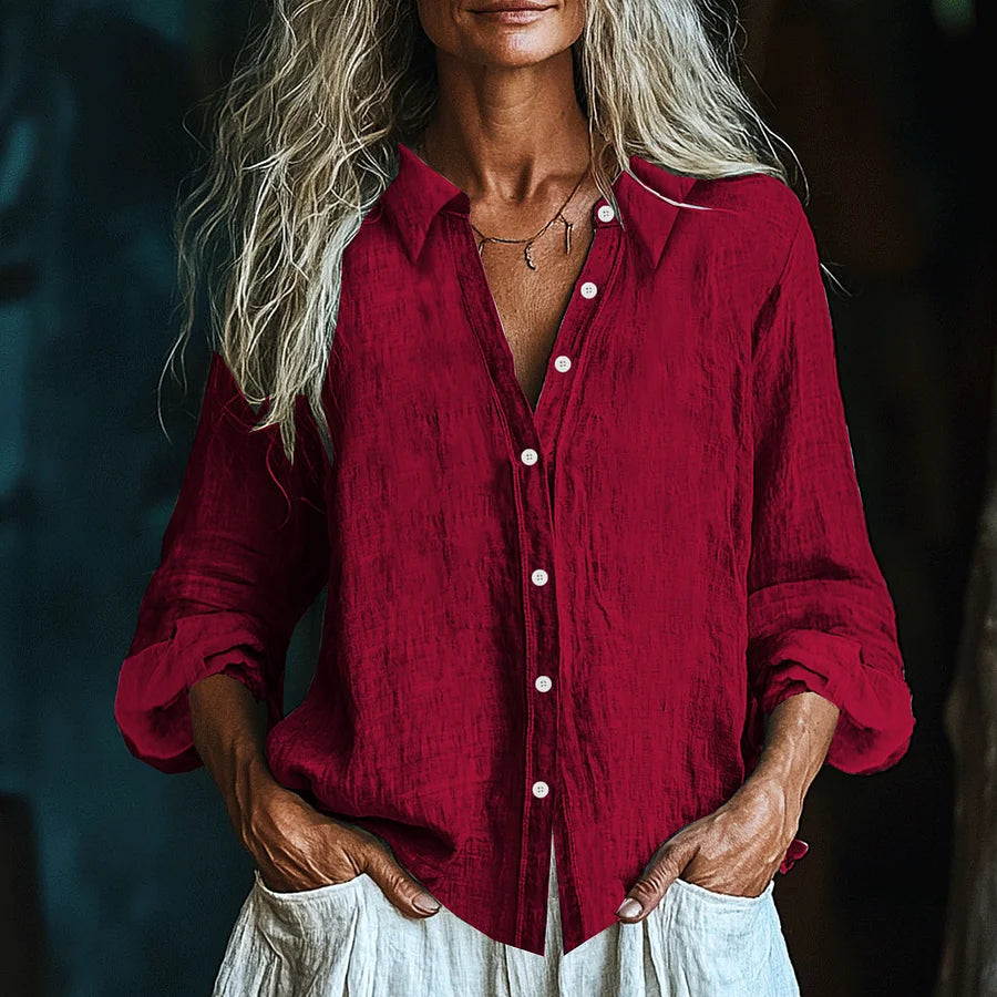 Cardydony Vintage Elegant Art Linen Ruffle Shirt