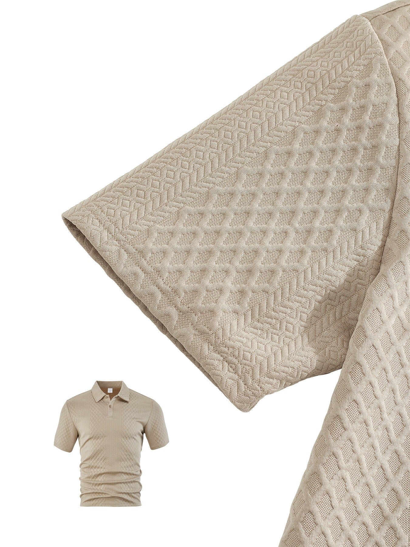 Cardydony Men's Leisure Textured Polo Shirt And Shorts Two Piece Set