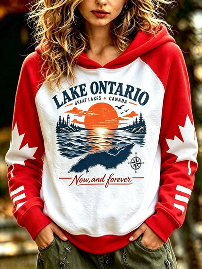 Cardydony Women's Lake Ontario Print Hoodie