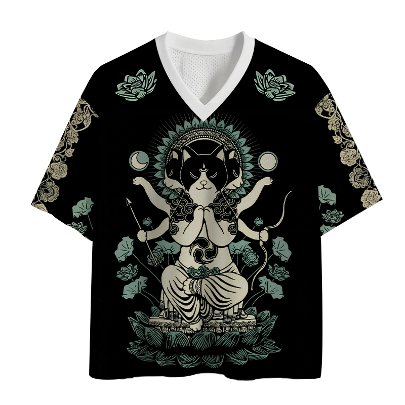 Cardydony Men's Cat Deity Lotus Mesh Jersey