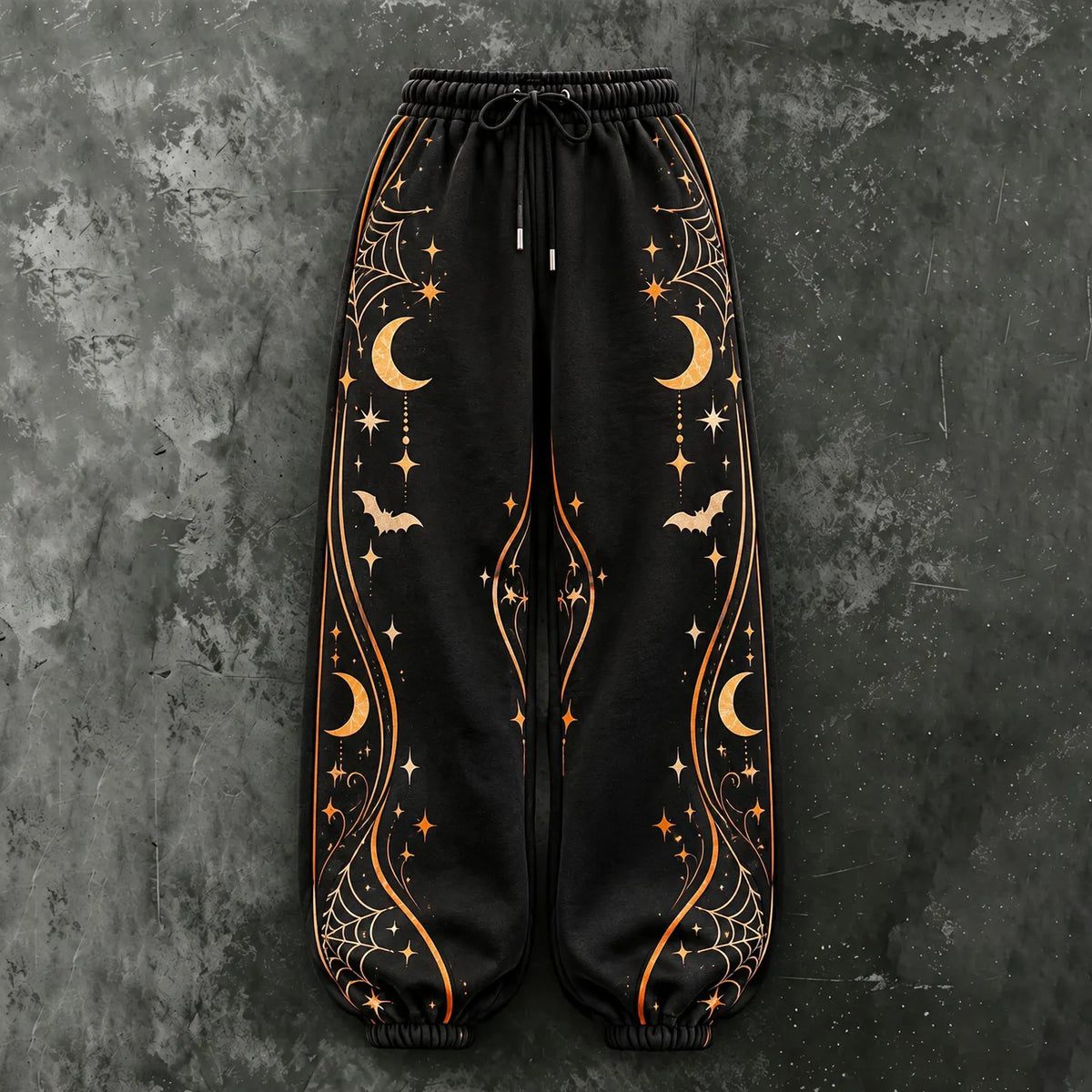 Cardydony Women's Vintage Halloween Pumpkin And Skeleton Hand Print Sweatpants