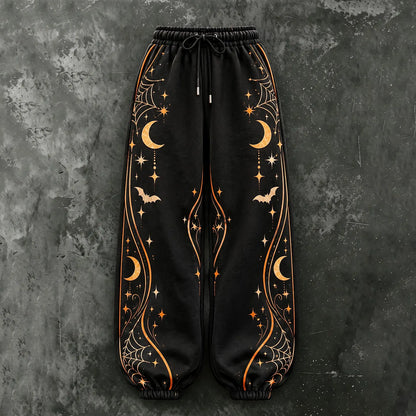 Cardydony Women's Vintage Halloween Pumpkin And Skeleton Hand Print Sweatpants
