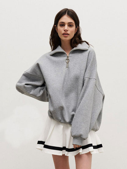 Cardydony Women's Half-Zip Cotton Blend Oversized Sweatshirt