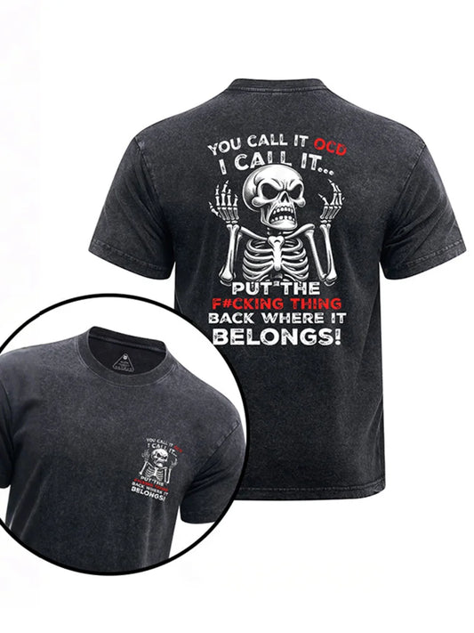 Cardydony You Call It Ocd. I Call It… Printed Washed Gym Shirt