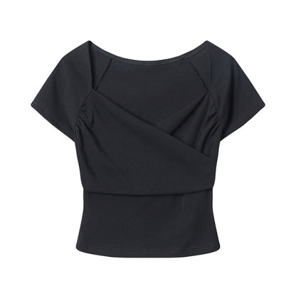 Cardydony Women's Elegant Wrap-Style V-Neck Crop Top