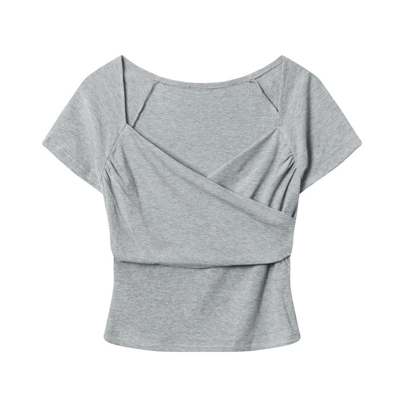 Cardydony Women's Elegant Wrap-Style V-Neck Crop Top