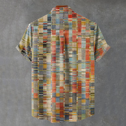 Cardydony Abstract Geometric Pattern Art Vintage Print Casual Cotton Shirt