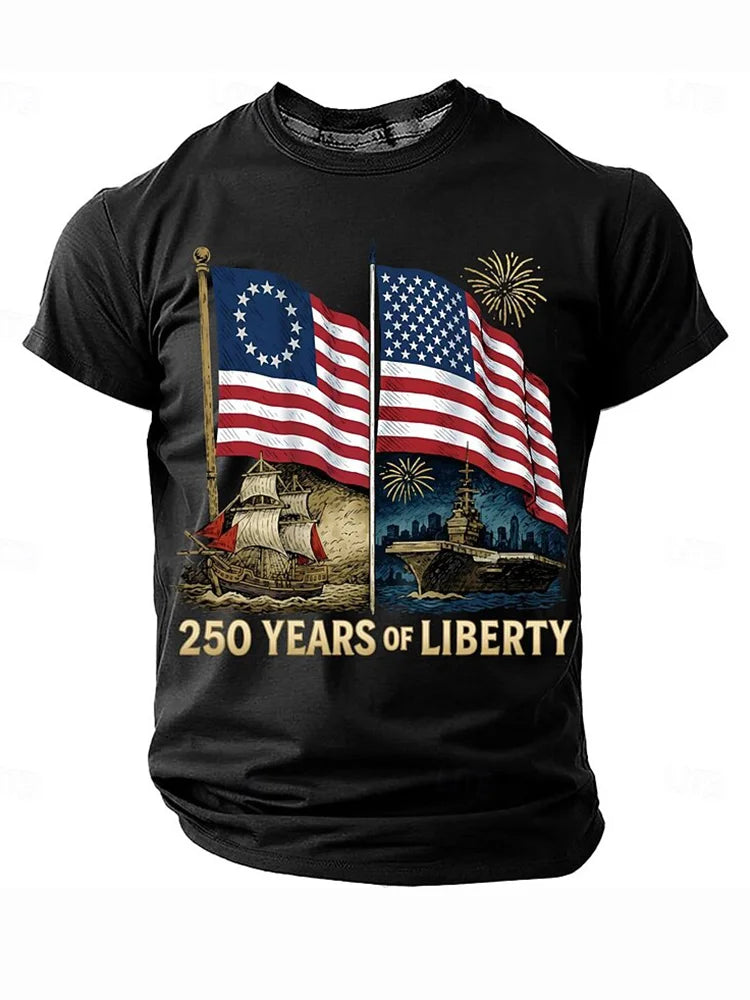Cardydony Men's 250 Years Of Liberty Graphic T Shirt