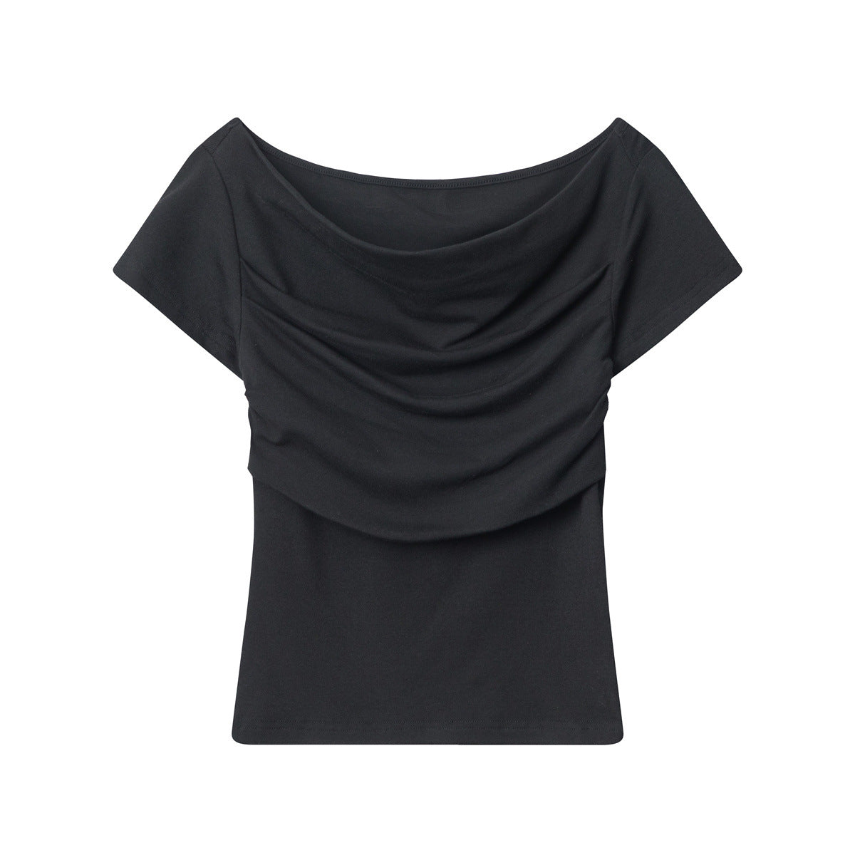 Cardydony Women's Draped Off-Shoulder Slim-Fit Crop Top
