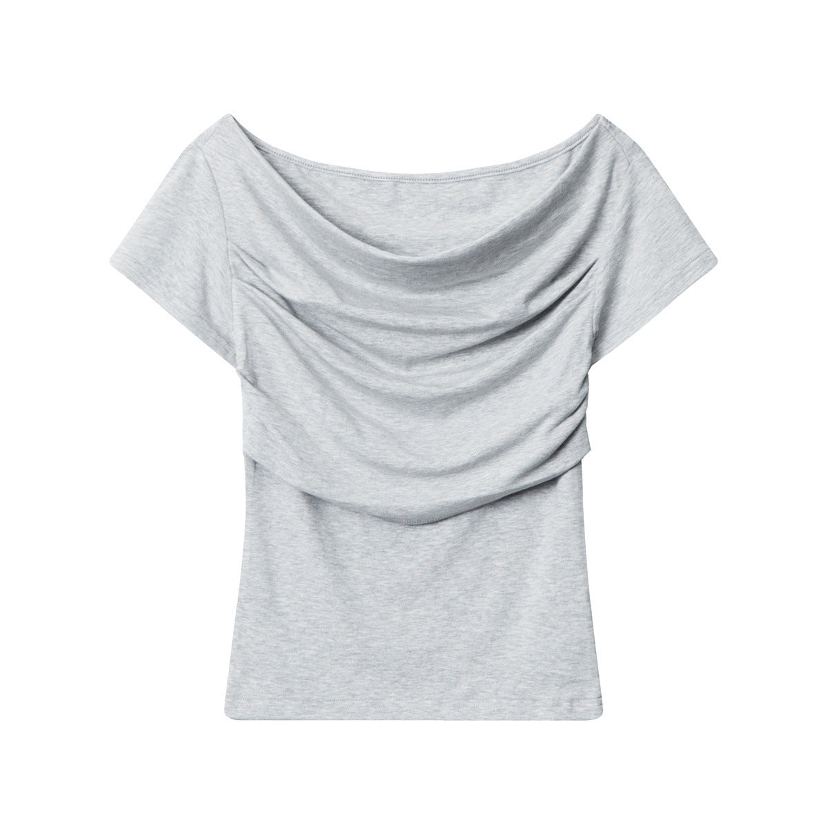 Cardydony Women's Draped Off-Shoulder Slim-Fit Crop Top