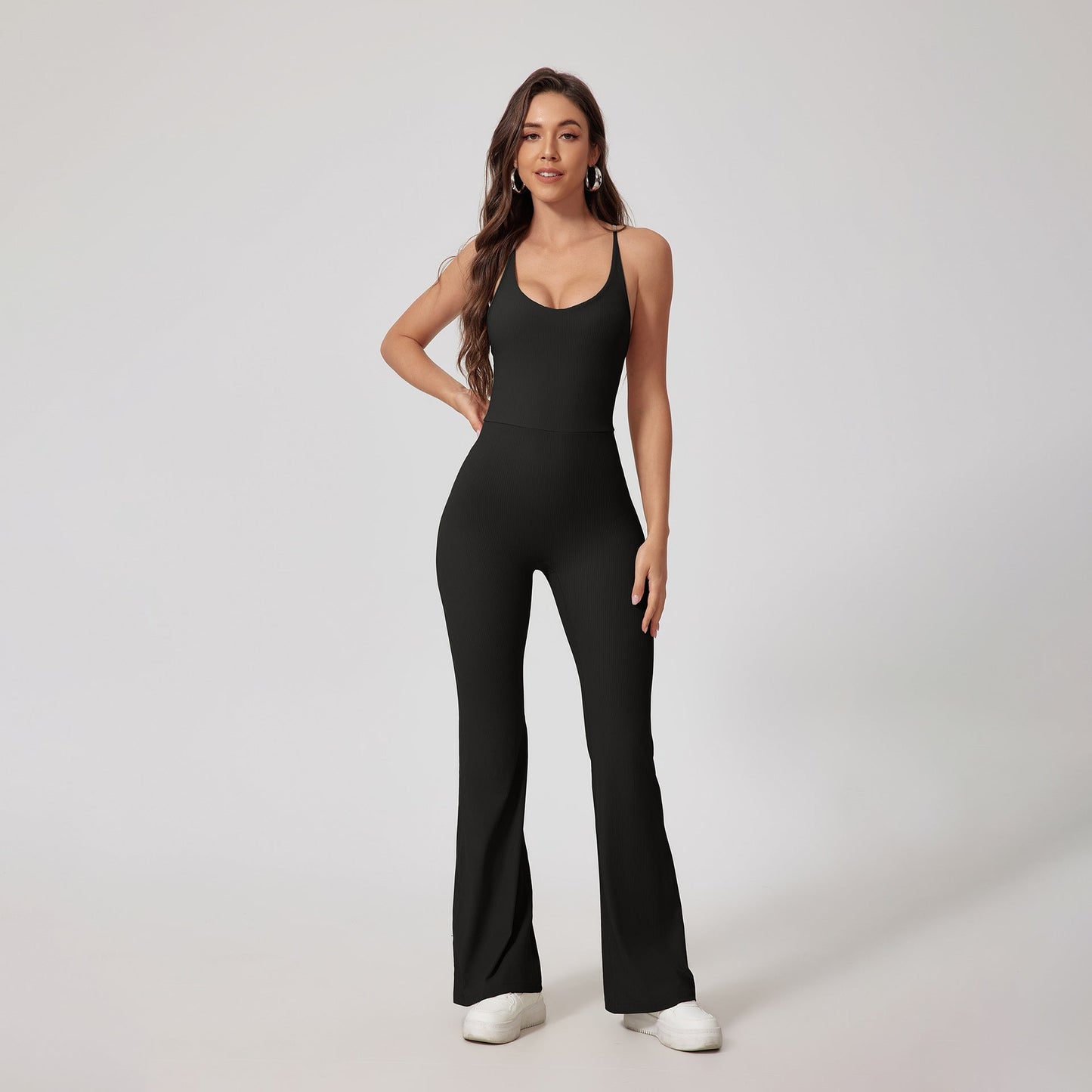 Cardydony Women's Halter Flare-Leg Active Jumpsuit - Trendy and Performance-Driven