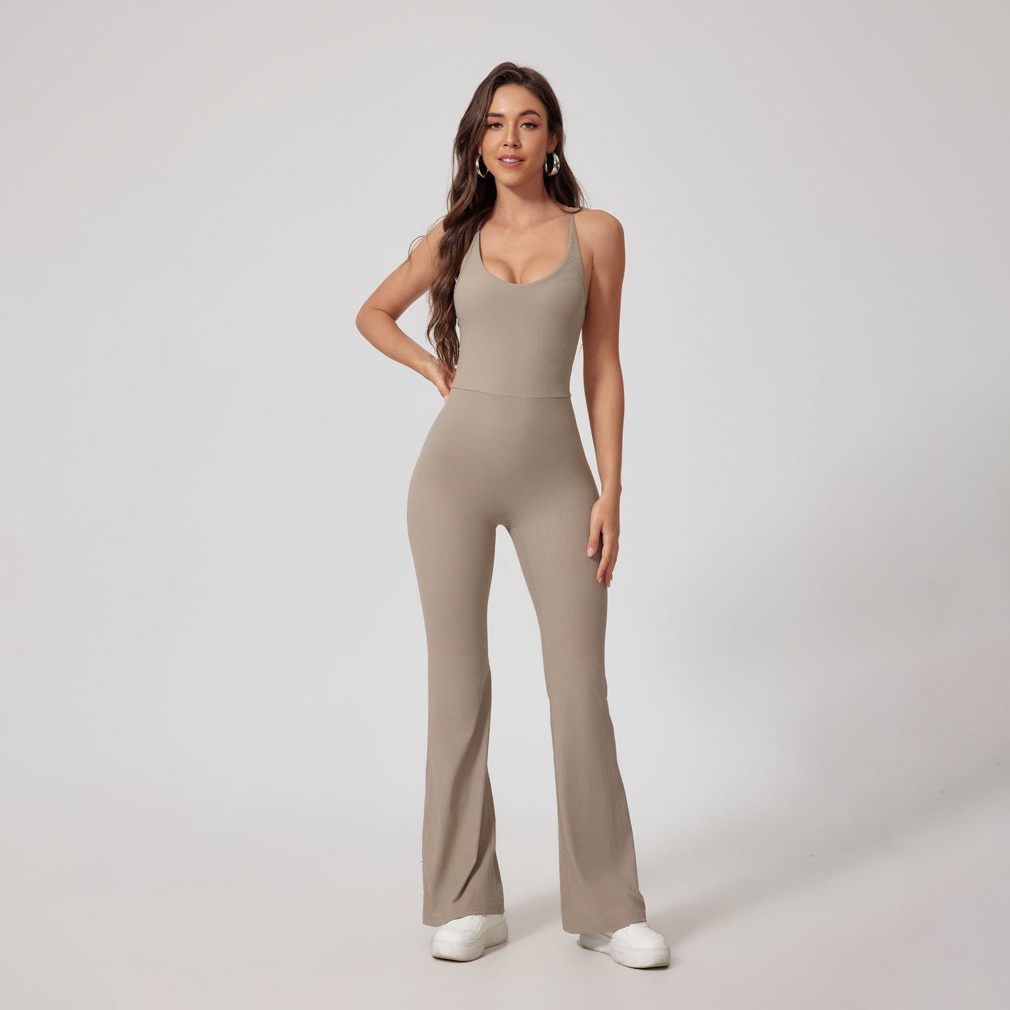Cardydony Women's Halter Flare-Leg Active Jumpsuit - Trendy and Performance-Driven