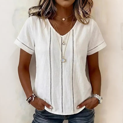 Cardydony Women's Casual Hollow-out Linen Art Cotton And Linen Top