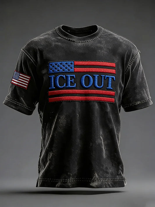 Cardydony Men's Vintage Ice Out Print T-shirt