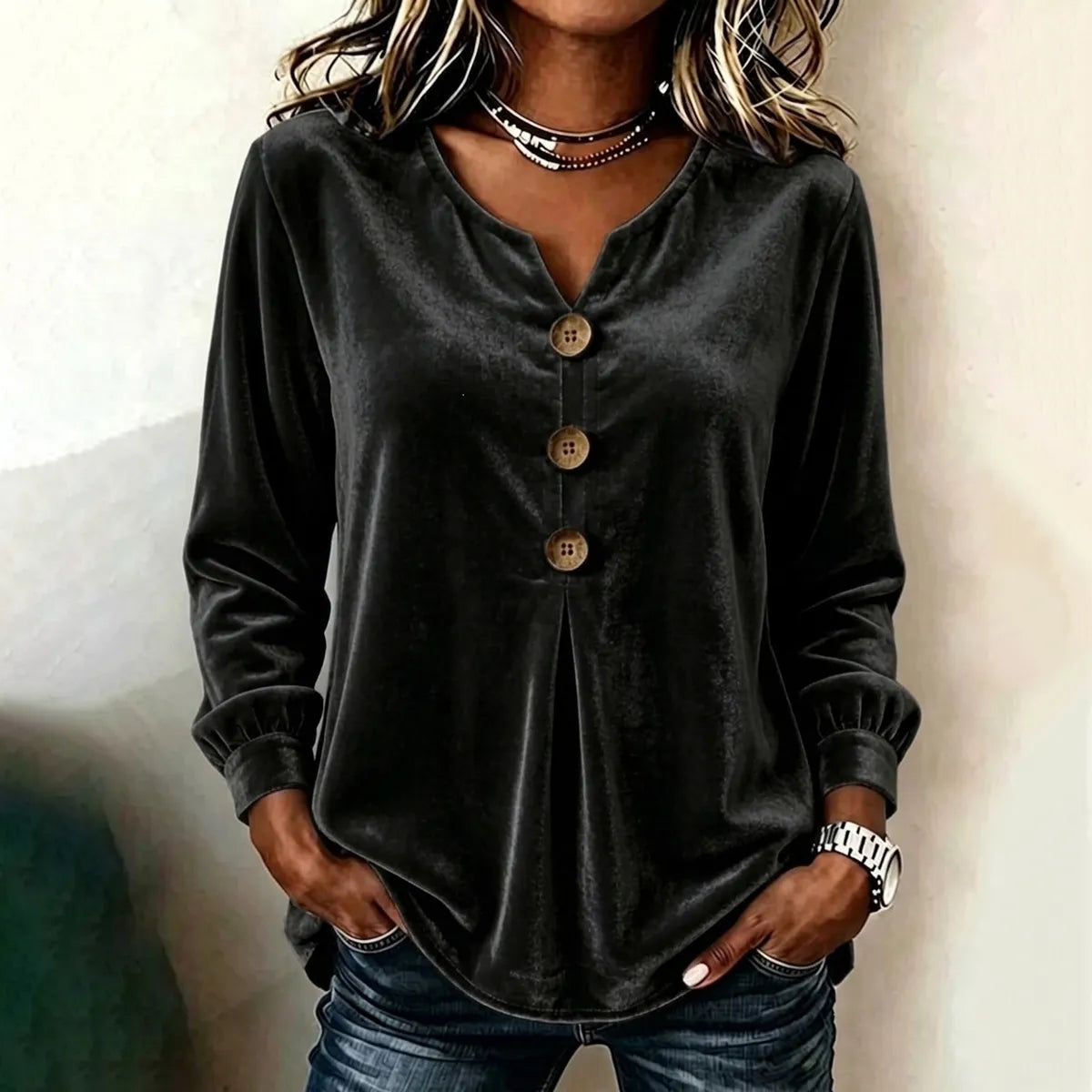 Cardydony Women's Fall Winter Cozy Elegant Velvet Top