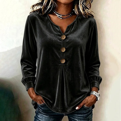 Cardydony Women's Fall Winter Cozy Elegant Velvet Top