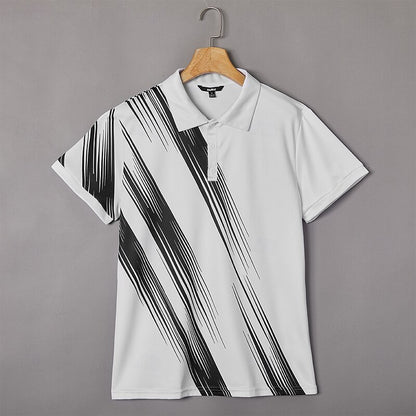Cardydony Men's Line Pattern Golf Sports Polo Shirt