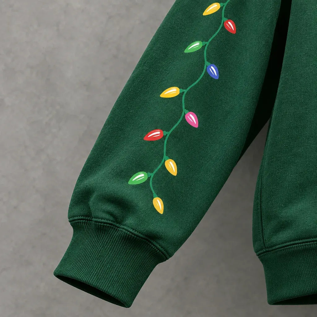 Cardydony Women's Faith Inspired Be The Light Christmas Lights Relaxed Fit Green Pullover Hoodie