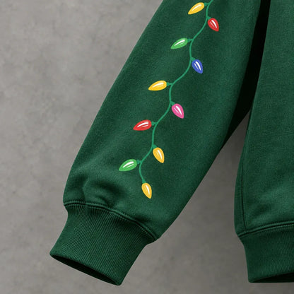 Cardydony Women's Faith Inspired Be The Light Christmas Lights Relaxed Fit Green Pullover Hoodie