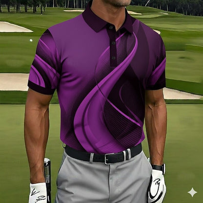 Cardydony Men's Geometic Golf Sports Polo Shirt