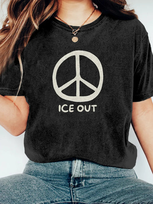 Cardydony Ice Out Peace Symbol Vintage Washed T Shirt
