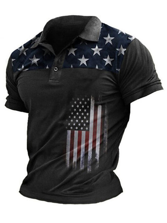 Cardydony Men's America's 250th Anniversary Print Polo Shirt
