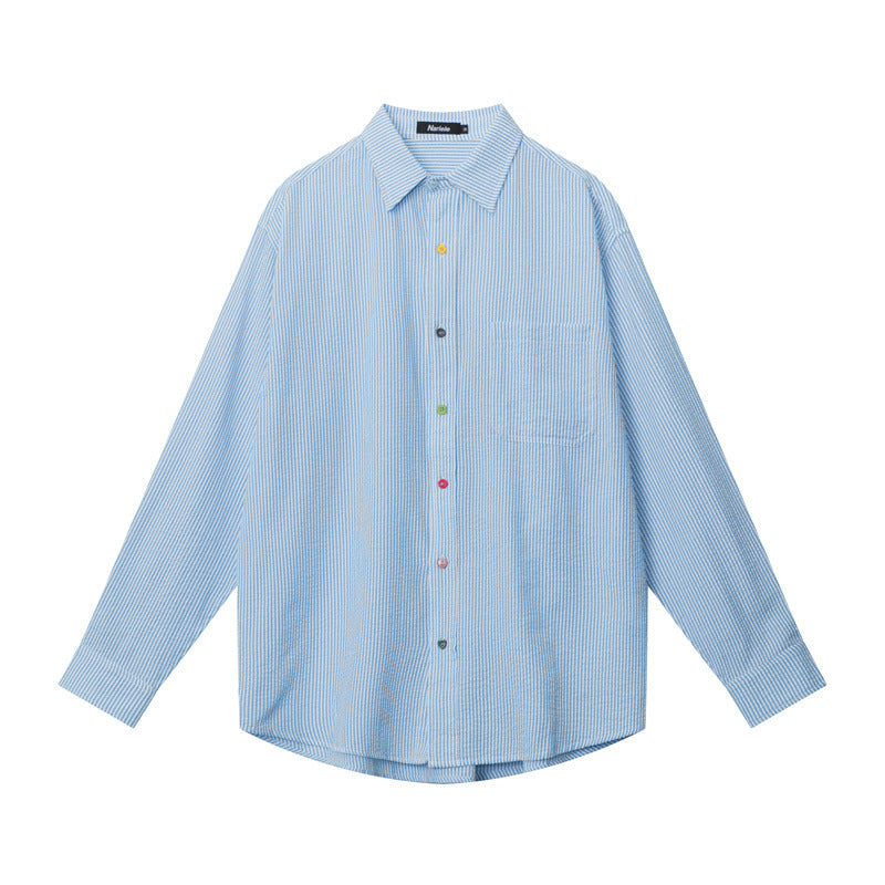 Cardydony Women's Relaxed Fit Oversized Striped Button-Up Shirt with Classic Charm