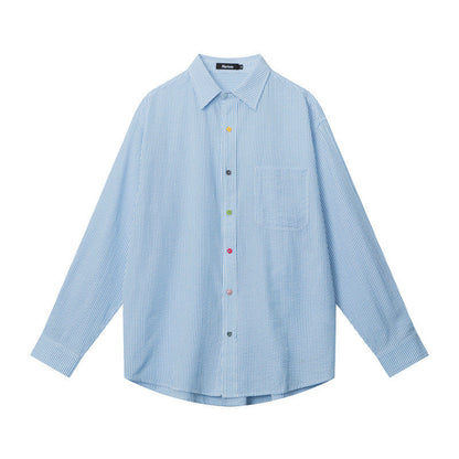 Cardydony Women's Relaxed Fit Oversized Striped Button-Up Shirt with Classic Charm