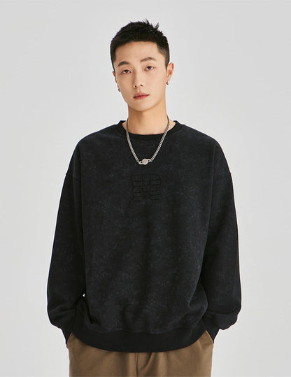 Cardydony Embossed Vintage Wash Cotton Blend Sweatshirt
