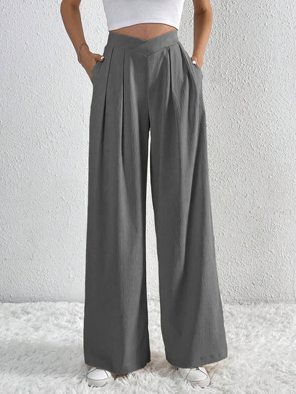 Cardydony Women's Pleated Wide Leg Trousers | High Waist Work Pants