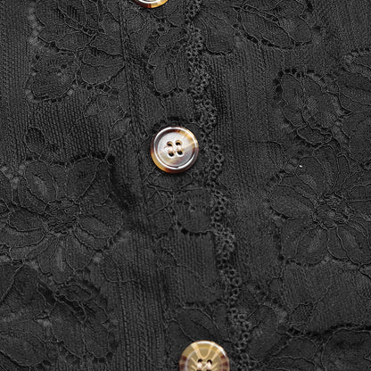 Cardydony Women's Women's Lace Button Blouse | Short Sleeve V-Neck Top