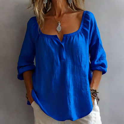 Cardydnoy Casual Solid Color Square Neck Women's T-shirt