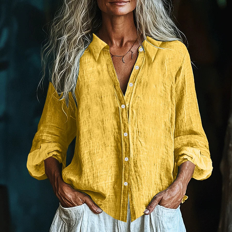 Cardydony Vintage Elegant Art Linen Ruffle Shirt