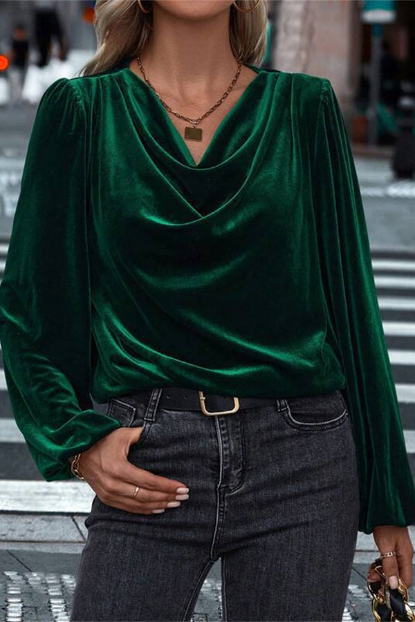 Cardydony Women's Fashionable Velvet Long-sleeved Loose Casual Top