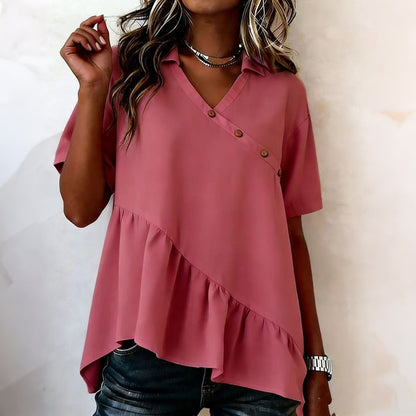 Cardydony Women's Vintage Simple Buttons Cotton Linen Shirt