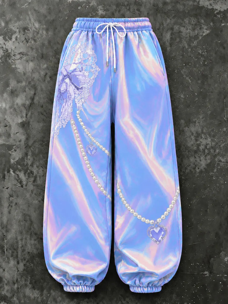 Cardydony Women's Stylish Tech Inspired Art Print Casual Pants