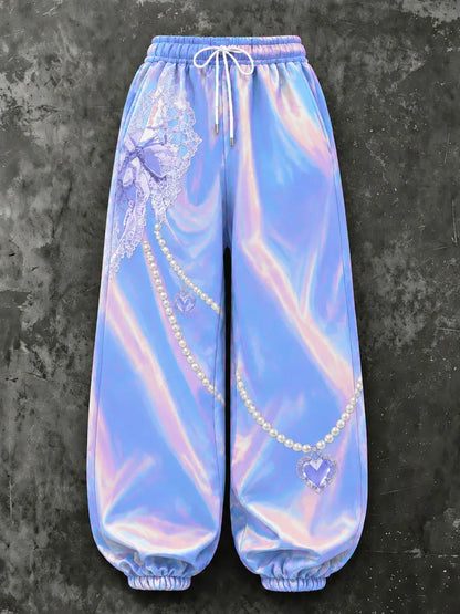 Cardydony Women's Stylish Tech Inspired Art Print Casual Pants