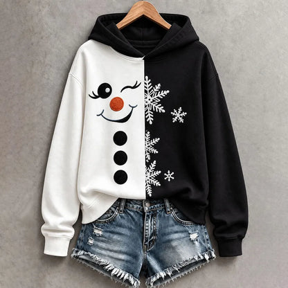 Cardydony Women's Christmas Snowman Printed Hoodie