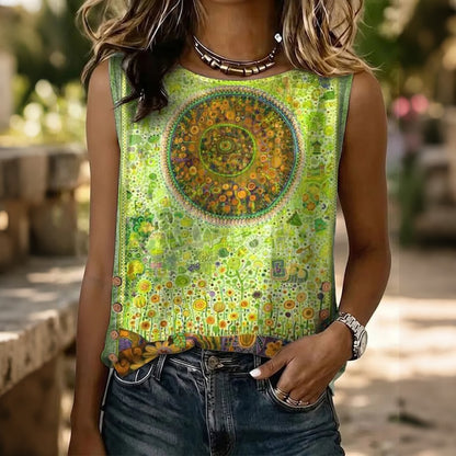 Cardydony Ethnicity Abstract Geometry Pattern Women's Casual Tank Top