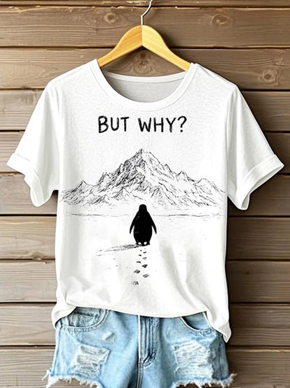 Cardydony Lonely Nihilistic Penguin Graffiti T-shirt Short Sleeve