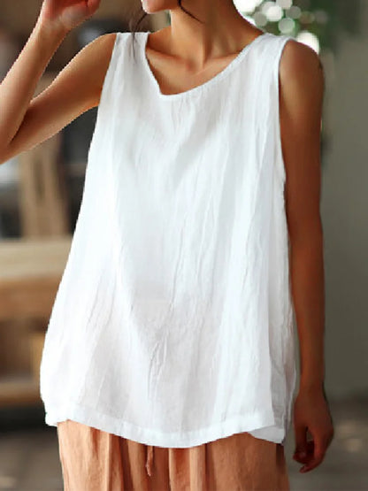 Cardydony Solid Color Simple Sleeveless Tank Top