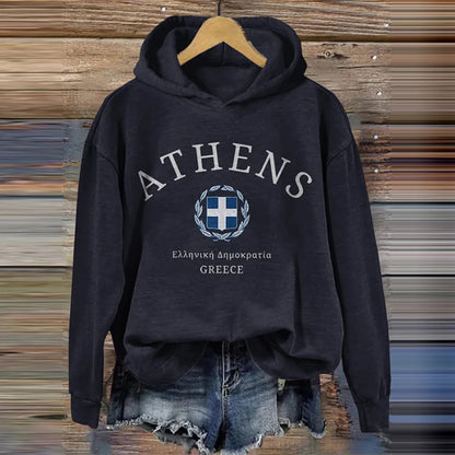 Cardydony Athens Greece Print Casual Hoodie