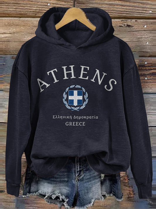Cardydony Athens Greece Print Casual Hoodie