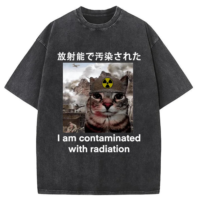 Cardydony Cat Suffering From Nuclear Radiation Washed T-shirt