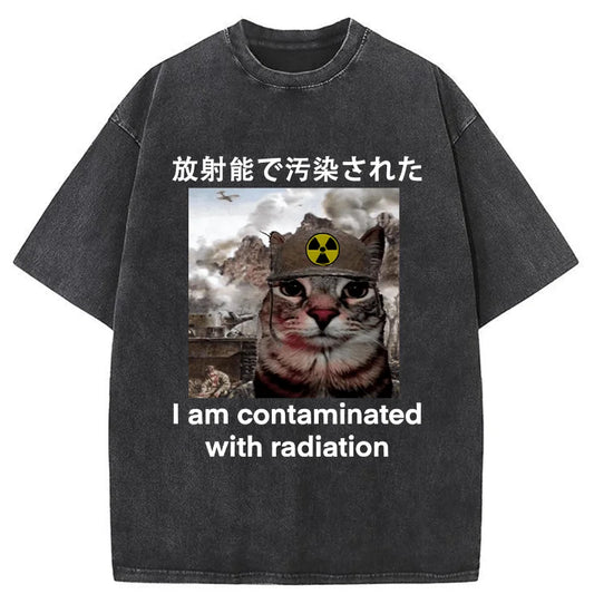 Cardydony Cat Suffering From Nuclear Radiation Washed T-shirt