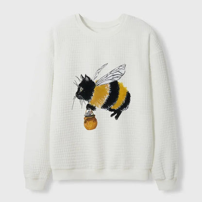 Cardydony Catbee Funny Waffle Sweatshirt