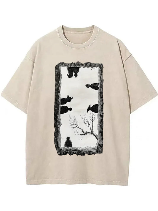 Cardydony Cats Watching You Washed T-shirt