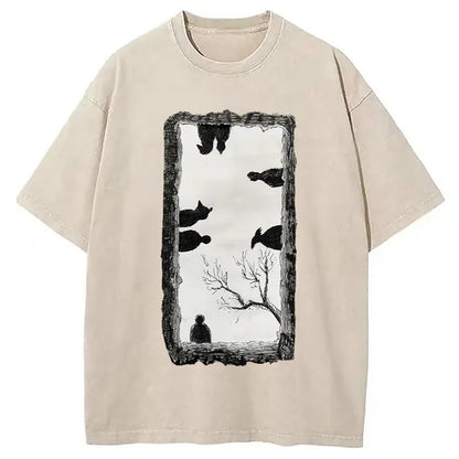 Cardydony Cats Watching You Washed T-shirt