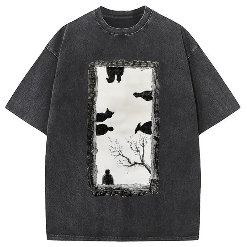 Cardydony Cats Watching You Washed T-shirt